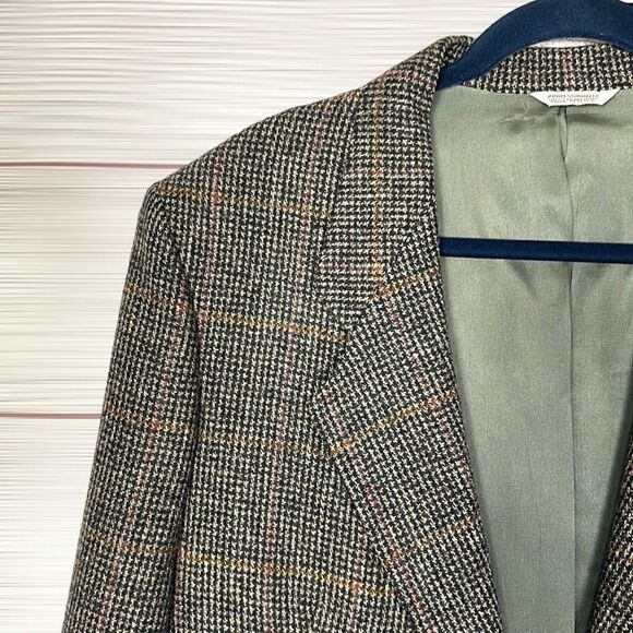 Vintage Mens Austin Grey Wool Sport Coat Houndstooth Black Tan Two Button 42R - Picture 6 of 12